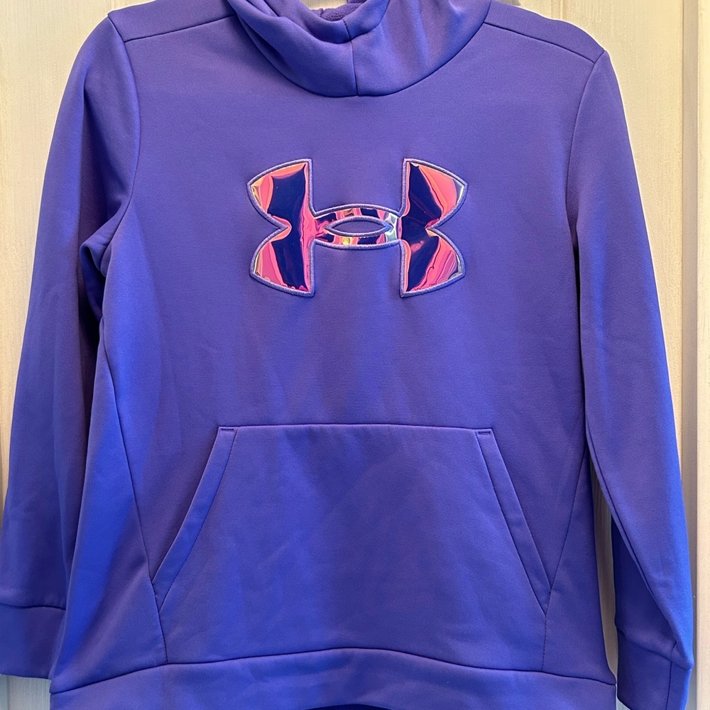 Under Armour girls, purple metallic hoodie